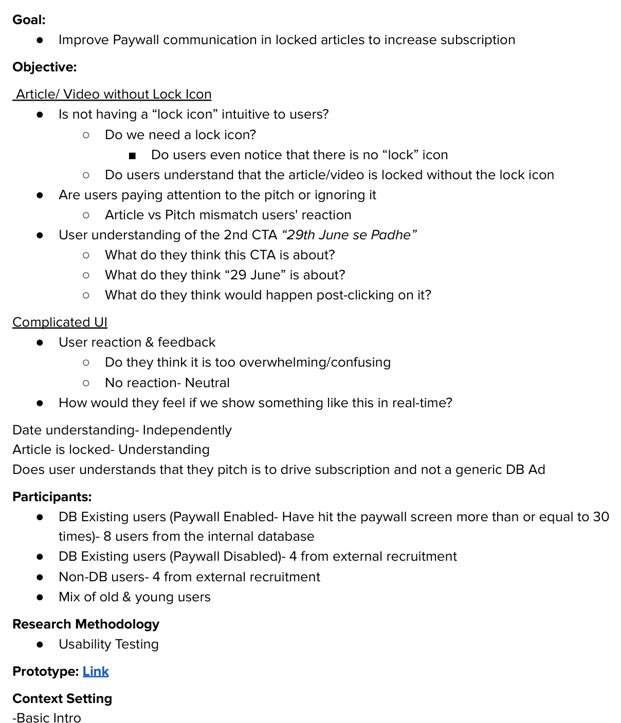The plan. Objectives, participants, method