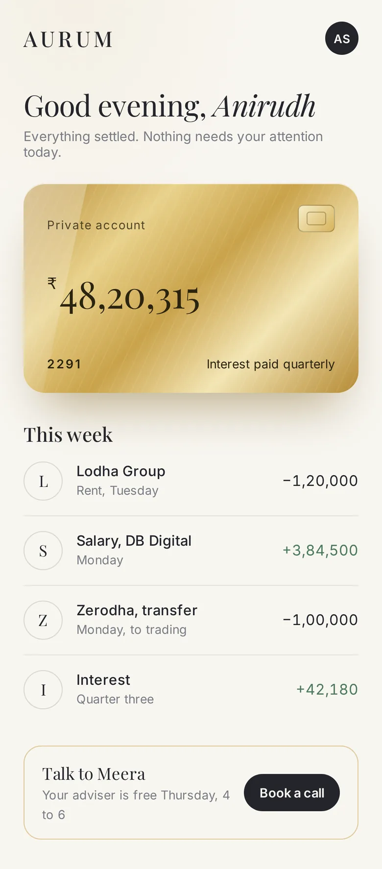 Aurum, private banking