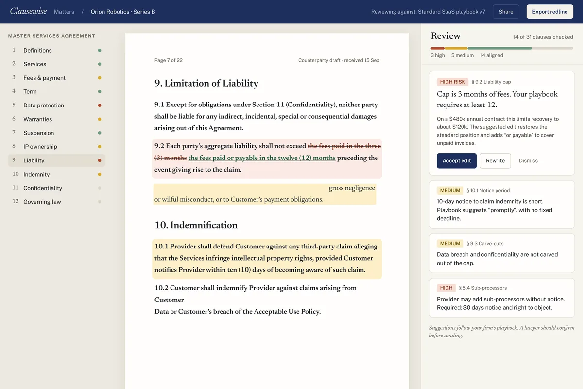Clausewise, AI contract review