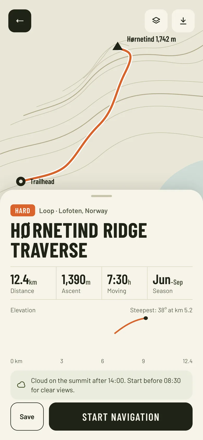 Ridgeline, trail route planner