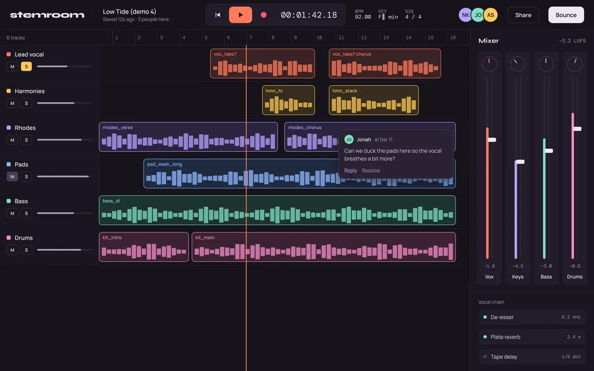 Stemroom, collaborative music production