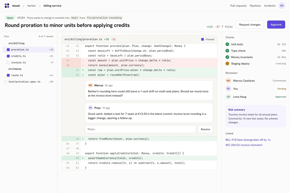 Tessel, code review and diff